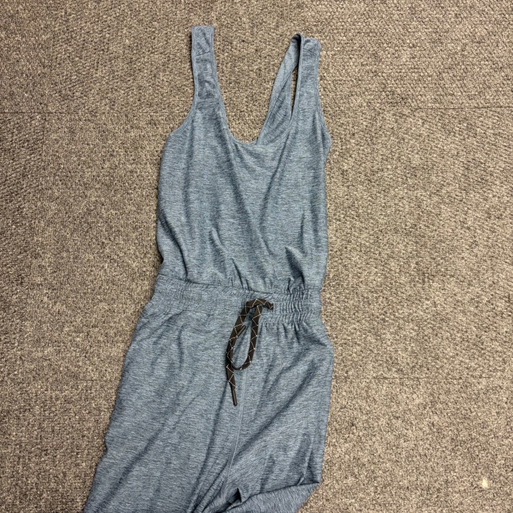 We Wander WeFlex Womens Blue Heathered Sleeveless Jogger Jumpsuit Size M